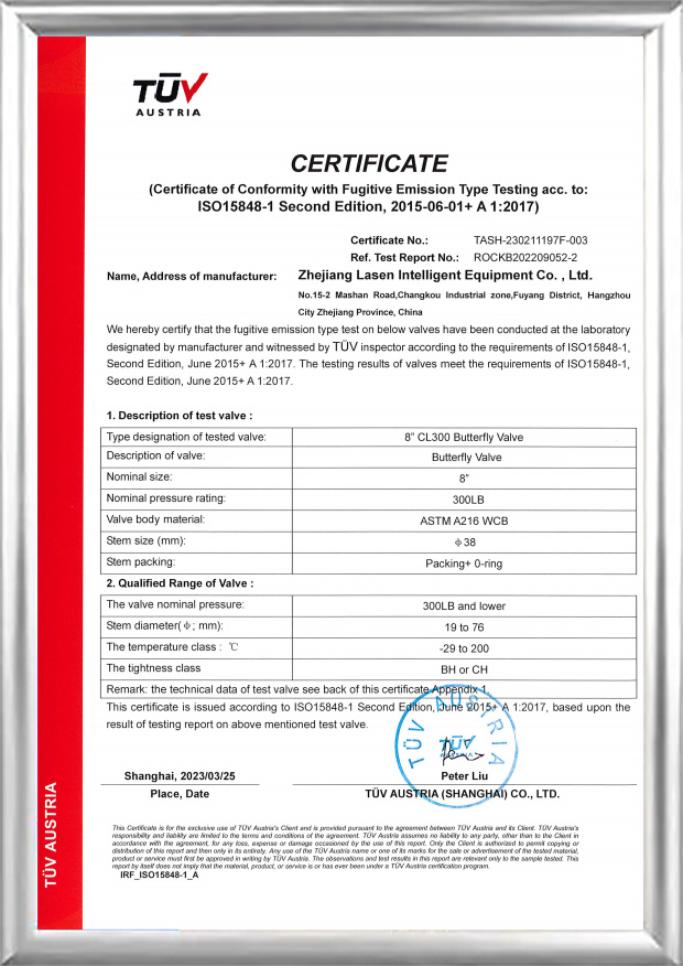 TUV ISO15848 Sertifikası (8